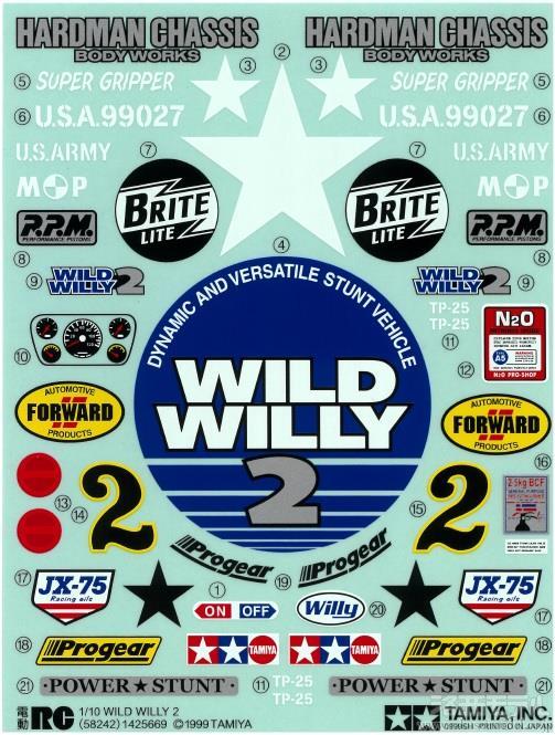 タミヤ（アフターパーツ） 19495329 ワイルドウィリー2用ステッカー：ラジコン専門店 洛西モデル