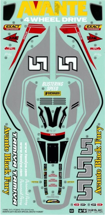 タミヤ（アフターパーツ） 11428287 ステッカー(アバンテ2011/ブラックスペシャル)：ラジコン専門店 洛西モデル
