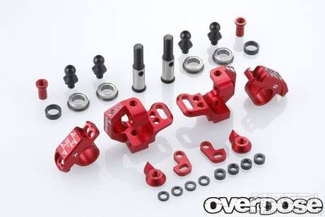 OVERDOSE OD2438B アジャスタブルアルミナックルセットTYPE-2(FOR RWD/レッド)：ラジコン専門店 洛西モデル